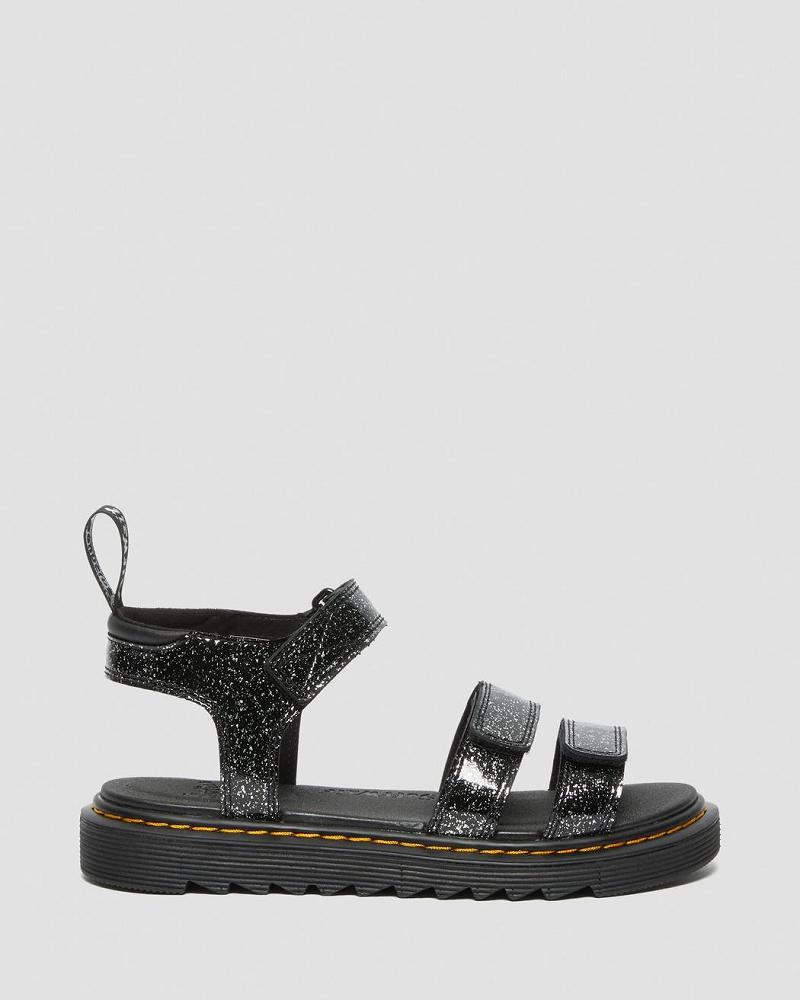 Black Kids' Dr Martens Junior Klaire Glitter Sandals | CA 718VRW